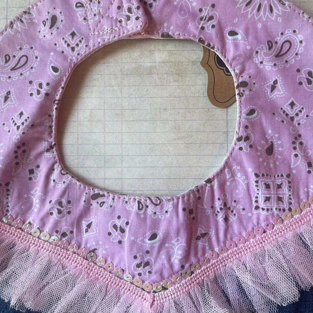 Mud Pie Pink & Blue Bib Wild West Girlie Cowgirl Bib